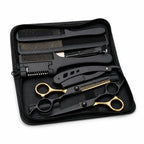 Stainless Steel Cutting & Thinning Scissors Set (With Comb, Razor & Pouch)