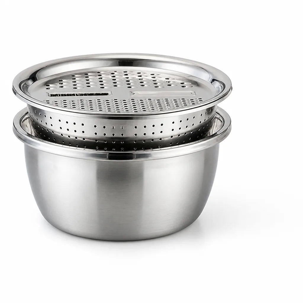 Stainless Steel Stackable Vegetable Cutter Set (Grater & Sieve)