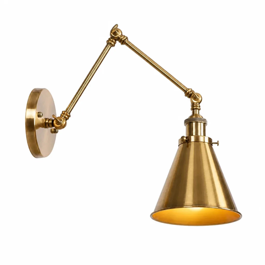 Antique Brass Clear Glass Adjustable Swing-Arm Wall Light (Hardwired)