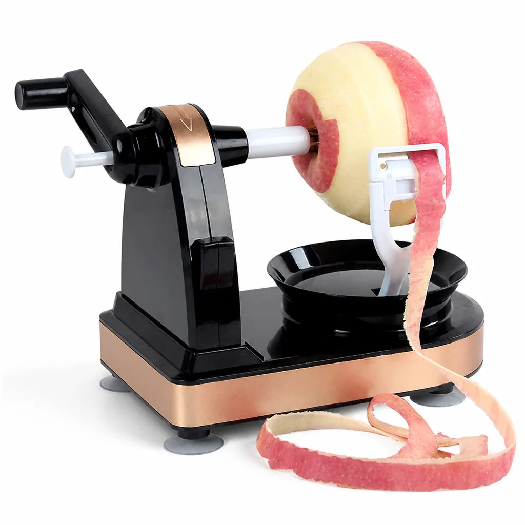 Spring-Tensioned Blade & Suction-Base Apple Peeler, Corer & Slicer (3-in-1)