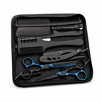 Stainless Steel Cutting & Thinning Scissors Set (With Comb, Razor & Pouch)