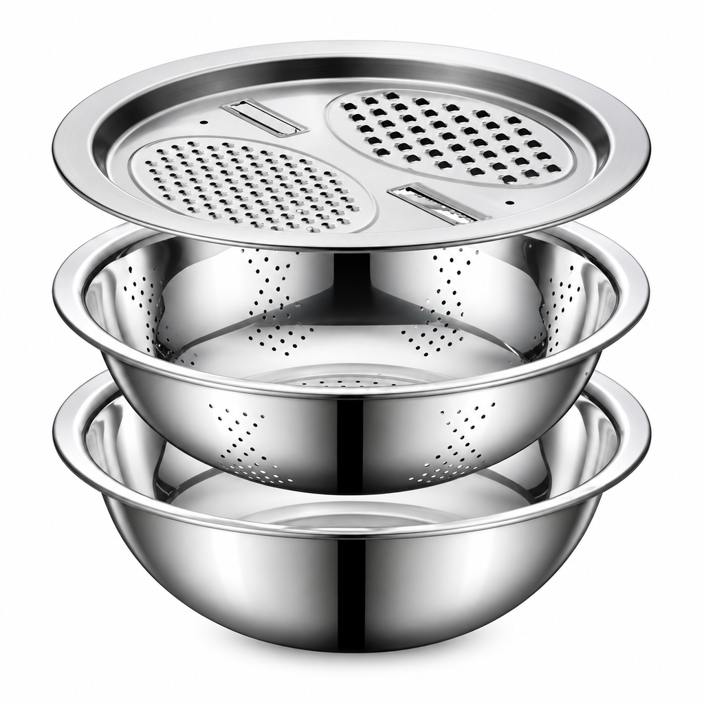 Stainless Steel Stackable Vegetable Cutter Set (Grater & Sieve)