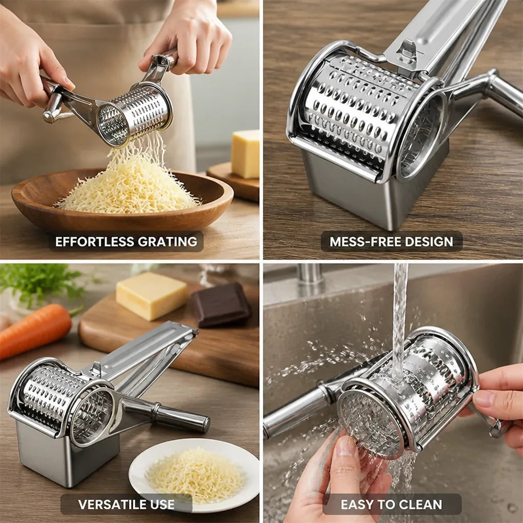 Hand-Crank Stainless Steel Rotary Cheese Grater