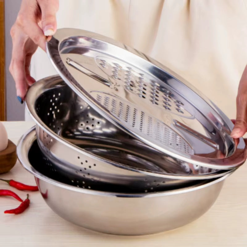 Stainless Steel Stackable Vegetable Cutter Set (Grater & Sieve)