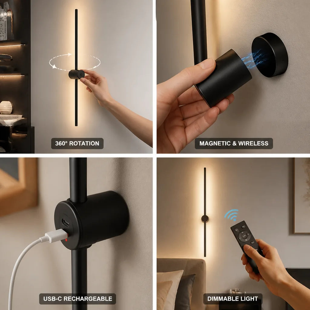 Rechargeable Magnetic 360° Rotating Wall Light (USB-C Charging)
