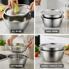Stainless Steel Stackable Vegetable Cutter Set (Grater & Sieve)