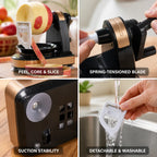 Spring-Tensioned Blade & Suction-Base Apple Peeler, Corer & Slicer (3-in-1)