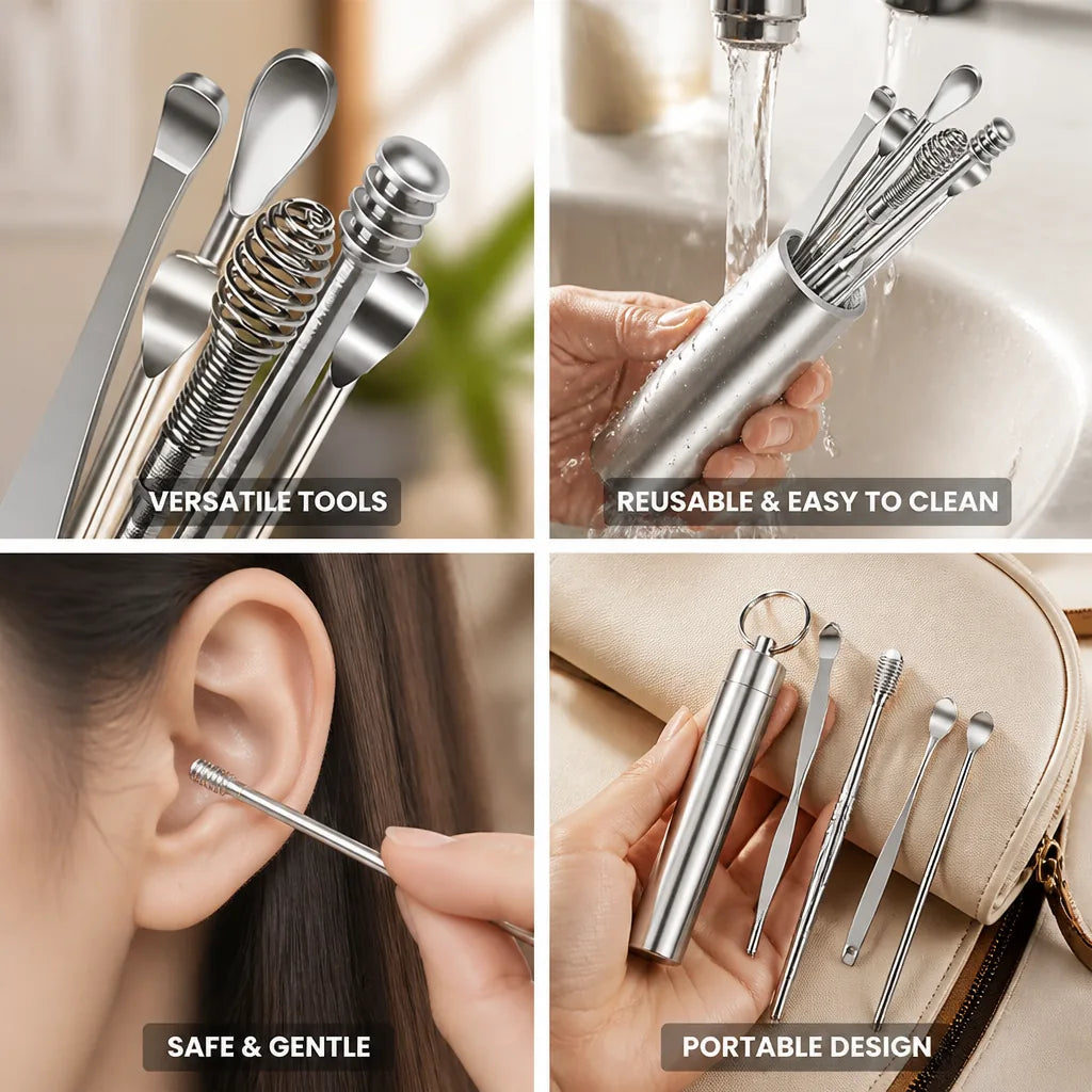 Reusable Stainless Steel Ear Care Kit (6-Piece Set)