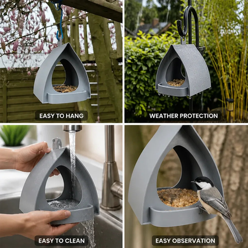 Protective Roof & Hanging Loop Window Bird Feeder