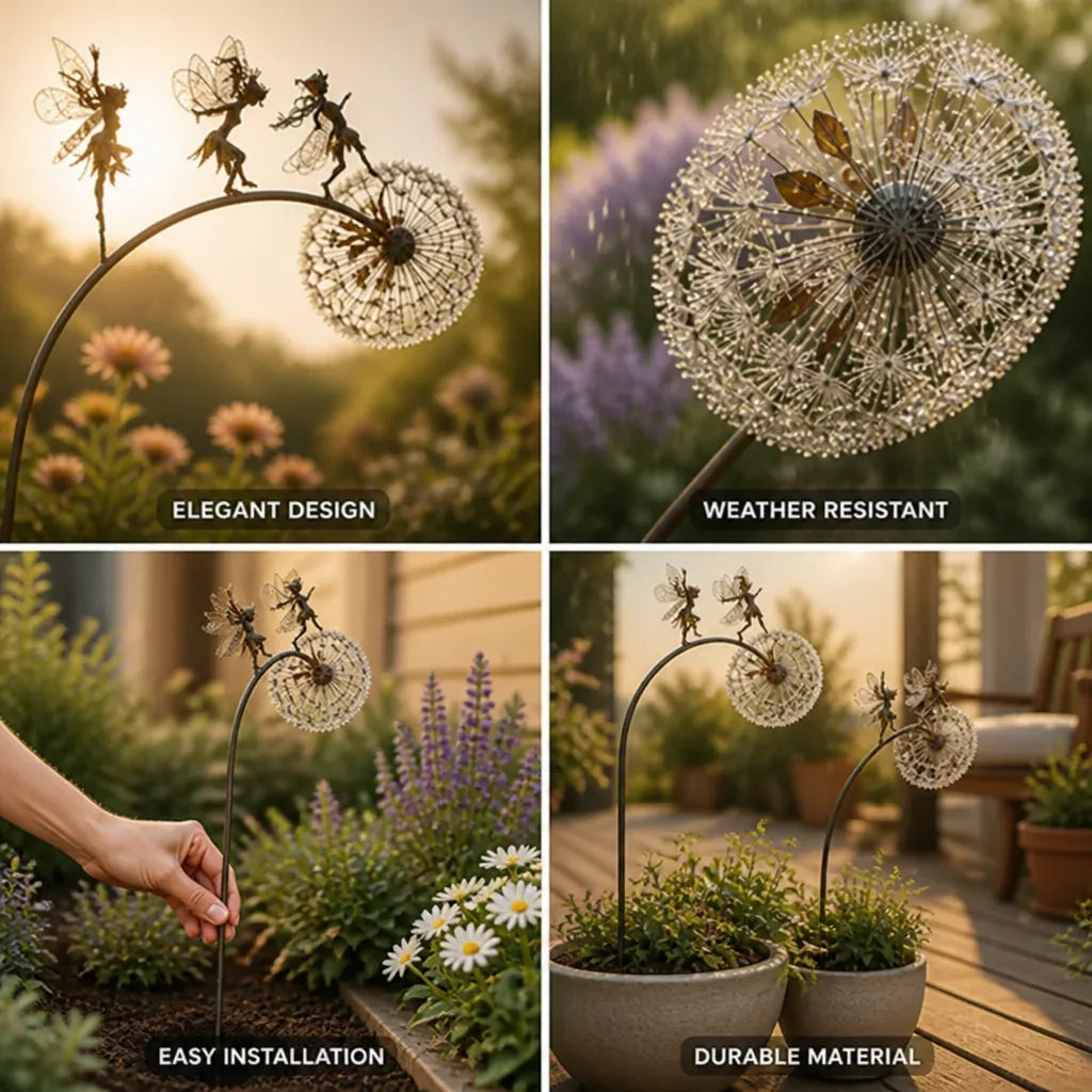Stainless Steel Weather-Resistant Dandelion Garden Stake (68 or 82 cm)