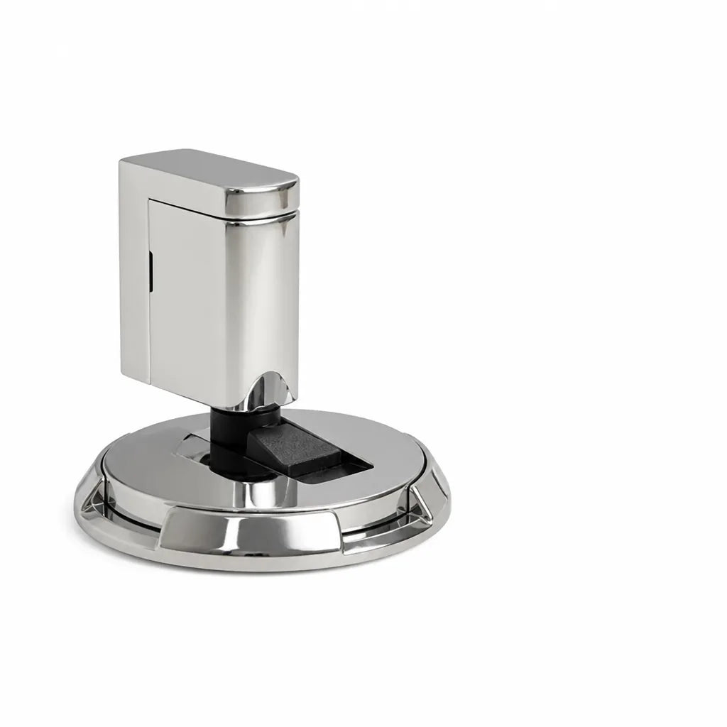 Self-Locking Solid Brass Door Stopper (Adhesive & Screw Mount)