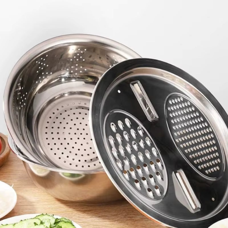 Stainless Steel Stackable Vegetable Cutter Set (Grater & Sieve)