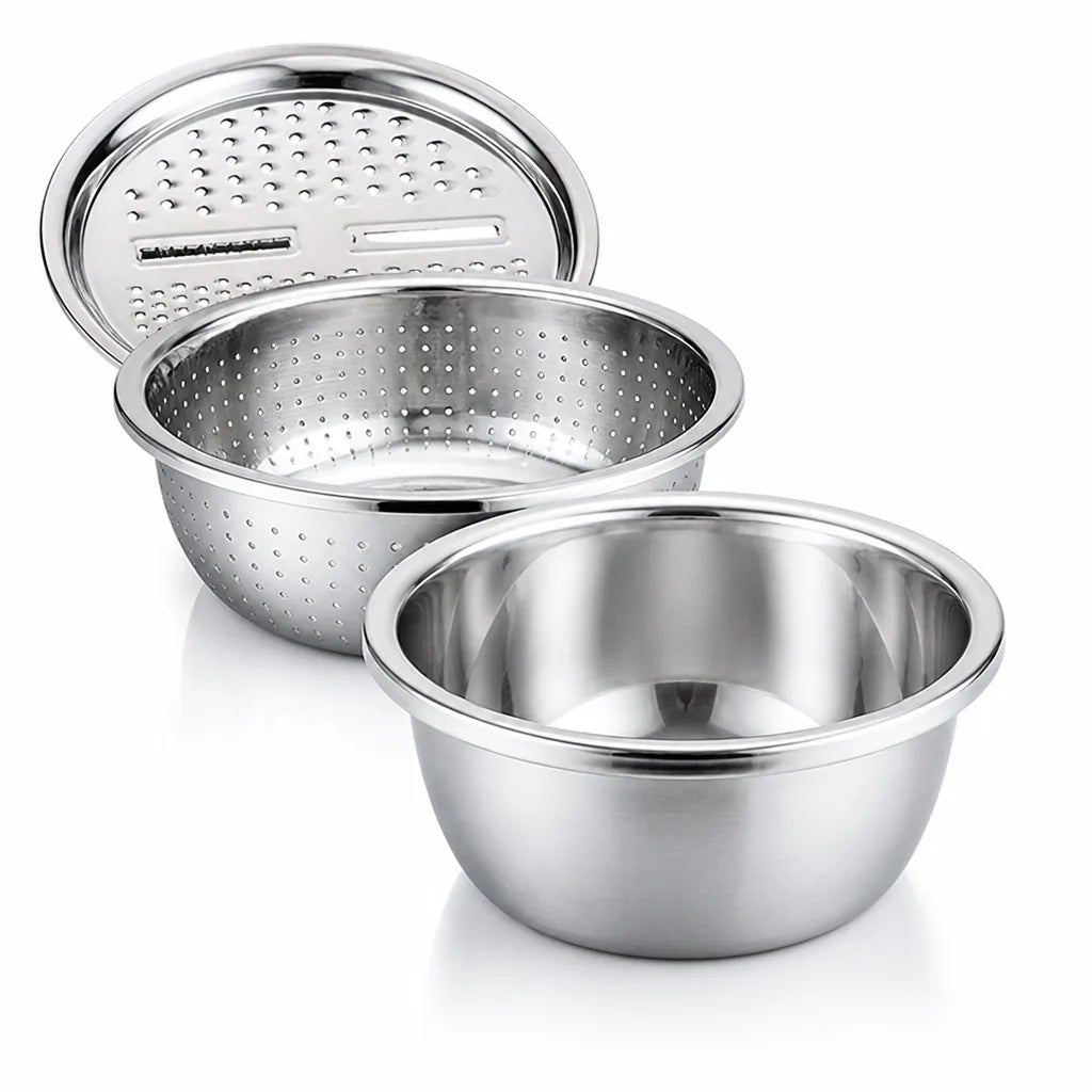 Stainless Steel Stackable Vegetable Cutter Set (Grater & Sieve)