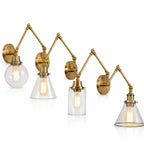 Antique Brass Clear Glass Adjustable Swing-Arm Wall Light (Hardwired)