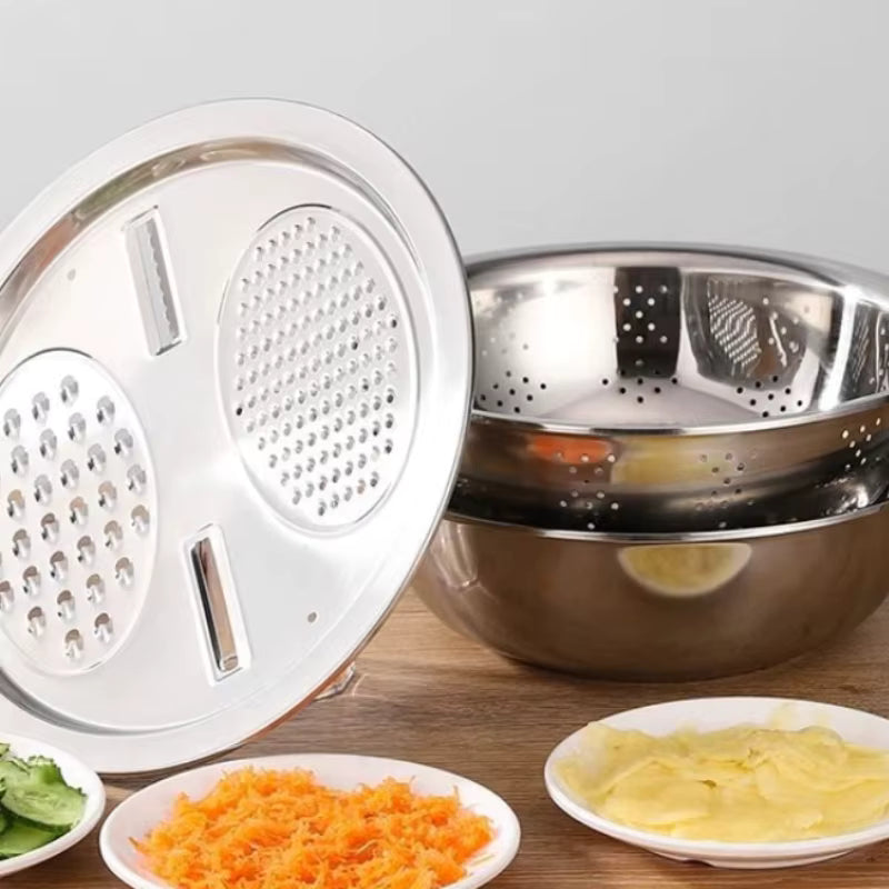 Stainless Steel Stackable Vegetable Cutter Set (Grater & Sieve)