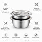 Stainless Steel Stackable Vegetable Cutter Set (Grater & Sieve)