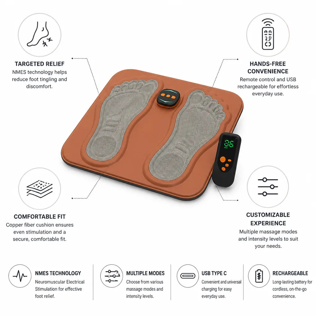 Hands-Free NMES Foot Massager (Remote Control)