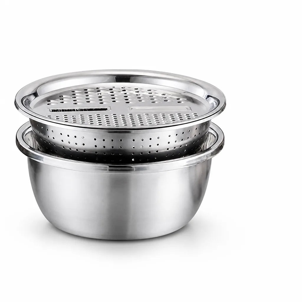 Stainless Steel Stackable Vegetable Cutter Set (Grater & Sieve)