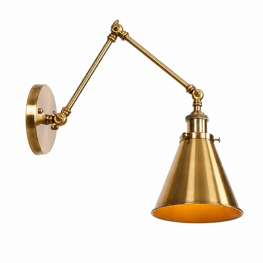 Antique Brass Clear Glass Adjustable Swing-Arm Wall Light (Hardwired)