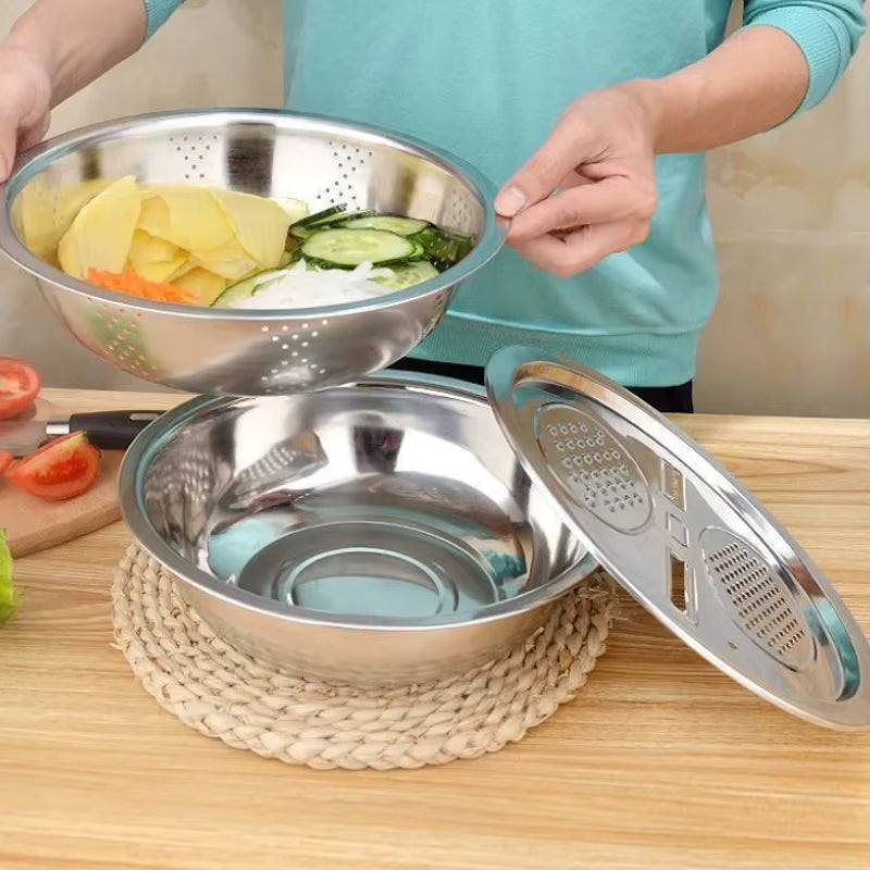 Stainless Steel Stackable Vegetable Cutter Set (Grater & Sieve)