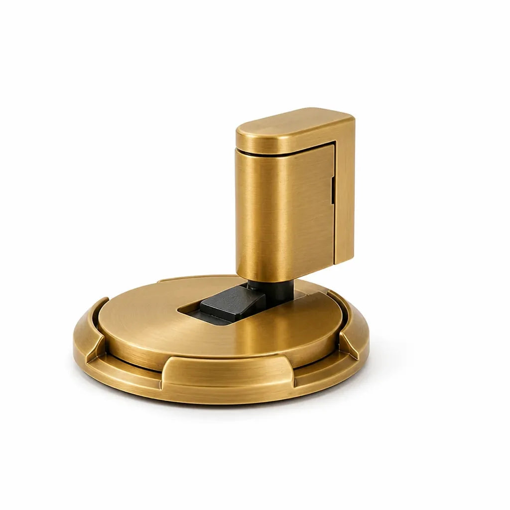Self-Locking Solid Brass Door Stopper (Adhesive & Screw Mount)