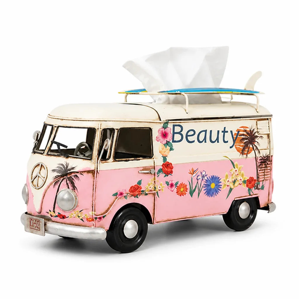 Handcrafted Iron Multicolored Floral Tissue Box