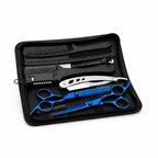 Stainless Steel Cutting & Thinning Scissors Set (With Comb, Razor & Pouch)
